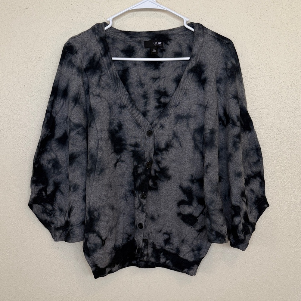 a.n.a Black and Gray Tie-Dye Cardigan Size XL Cozy Fall